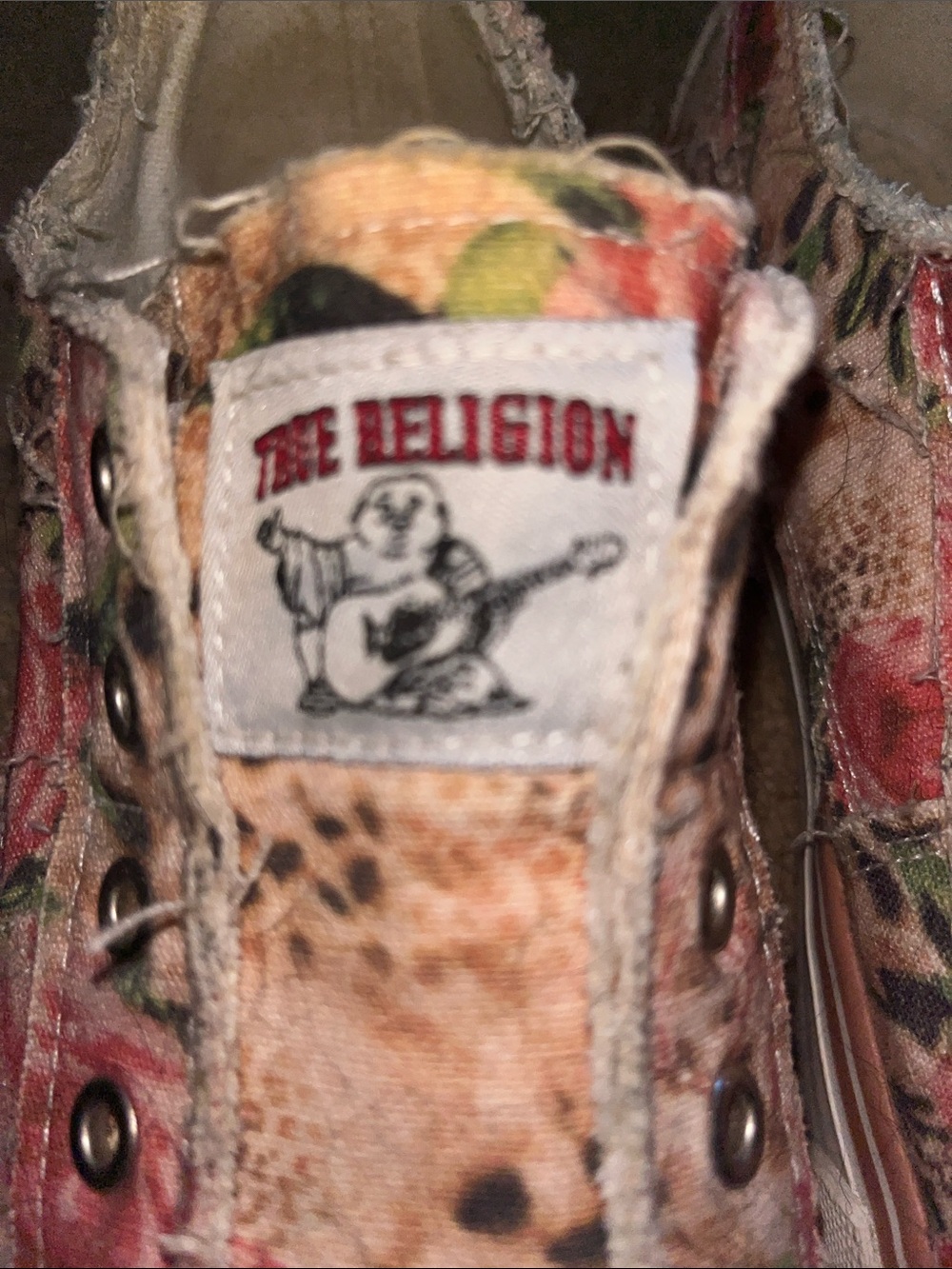 True Religion Floral & Leopard Canvas Slip-On Sneakers - Coral Pink - Picture 2 of 5